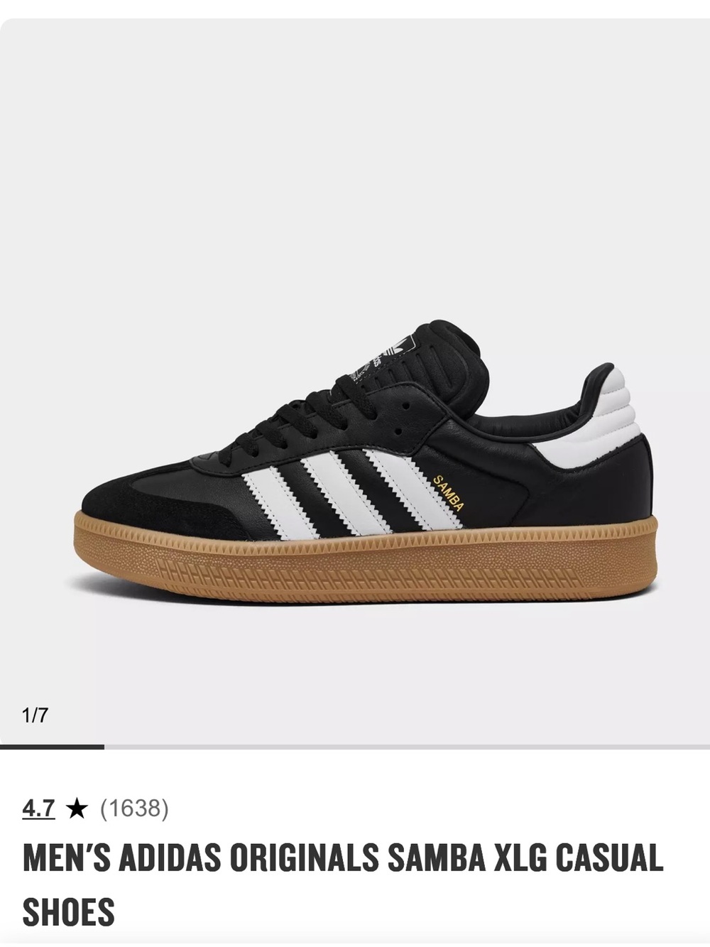 ADIDAS Samba XLG Sneakers - Black/White/Gum